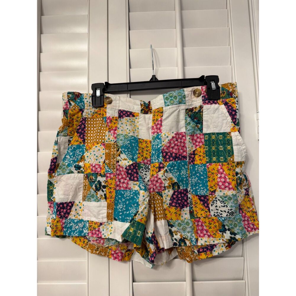 Anthropologie Pilcro Quilted Patchwork Floral High Waisted Shorts 31 Large